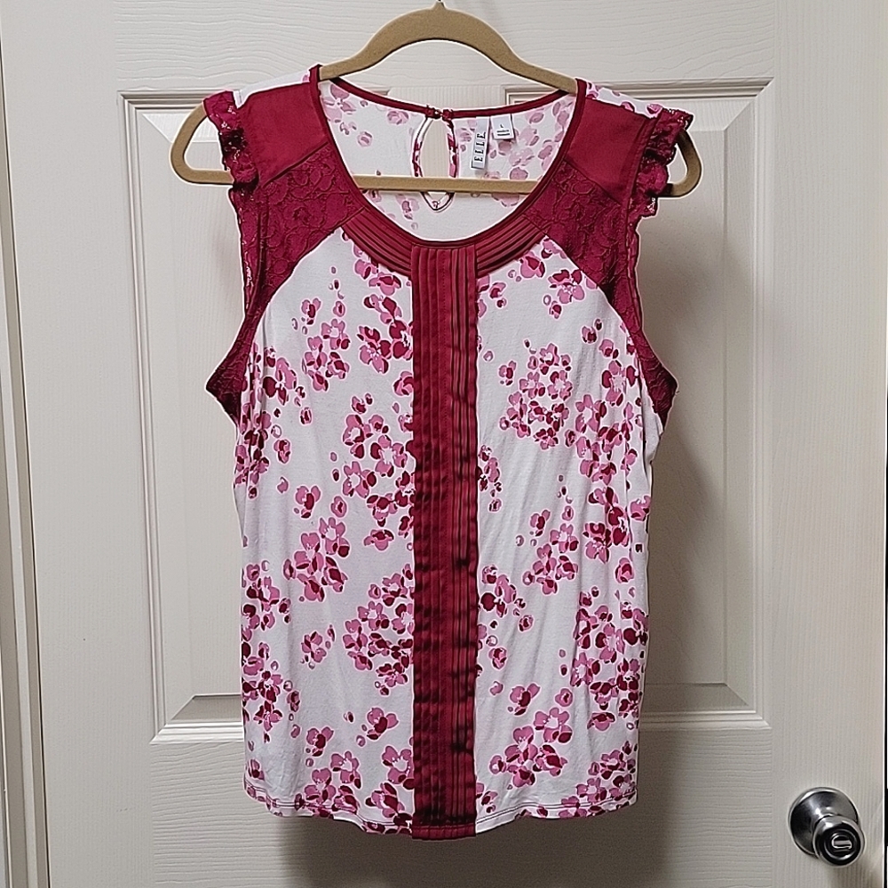 Elle magenta floral tank top